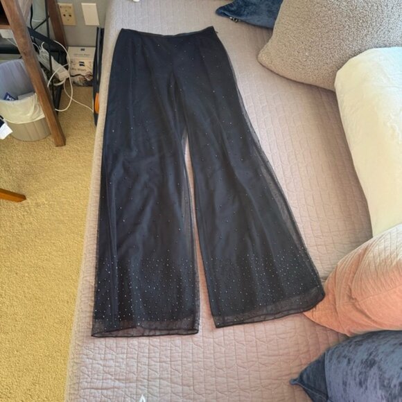 Ann Taylor Black Pants with Sequins Size: 2 - Picture 4 of 8